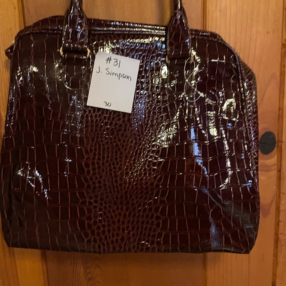 Brown Crocodile-Embossed Women's Bag